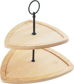 Patera kétszintes bambusz háromszögletű 25x23,5 cm
