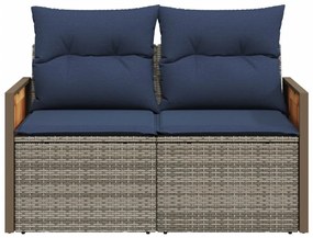 kétszemélyes szürke polyrattan kerti kanapé párnákkal
