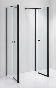 Stuxi Roma Black 70x80 falsíkra szerelhető 3 oldalú kétszárnyú nyílóajtós zuhanykabin 6 mm vízlepergető biztonsági üveggel, matt fekete elemekkel, 195 cm magas