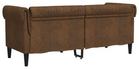 2 személyes barna szövet Chesterfield kanapé