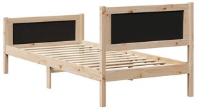 Ágykeret fejtámlával Barna és taupe 90 x 200 cm Tömör fenyőfa