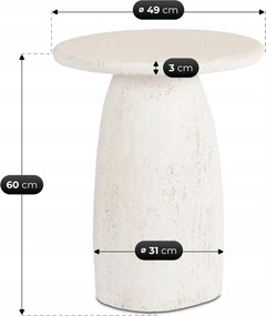 Modern dohányzóasztal REES 49 cm, krémbézs