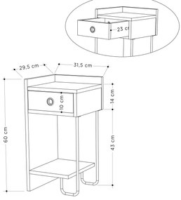 SONY fehér éjjeliszekrény
