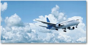 Fotó üvegkép Repülőgép az égen 140x70