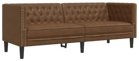 2 részes barna művelúr Chesterfield kanapégarnitúra