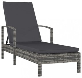 szürke polyrattan karfás napozóágy