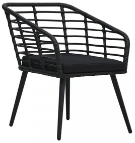 3-darabos fekete polyrattan bisztrószett