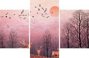 Kép - Szarvas a lenyugvó nap fényében (90x60 cm)
