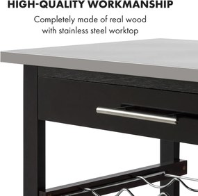 Klarstein Vermont, tálalókocsi, konyhai kocsi, 5 szintes, fa, rozsdamentes acél, mozgatható, mobil