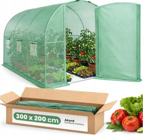 Kerti üvegház fólia alagút 1MD6OK Zöld 200x300x200 Akd