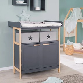 Antracitszürke alacsony gyerek komód pelenkázó feltéttel 87x75 cm Berlin – Roba