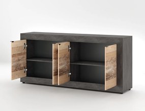 4 Ajtós Komód Oldwood/Beton Színben. LUNEA