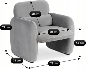 Fotel Wypoczynkowy TOGO Szary Welurowy