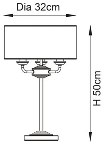 Endon 98932 - Asztali lámpa HIGHCLERE 3xE14/18W/230V fehér/sárgaréz átm. 32 cm