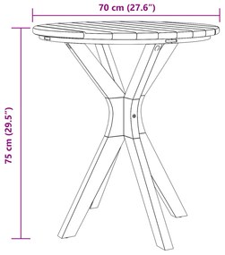 Kerti Bistroasztal Ø70x75 cm Tömör Tíkfa