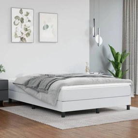 Fehér műbőr rugós ágy matraccal 140 x 200 cm