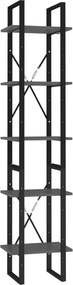 vidaXL 5 szintes szürke szerelt fa könyvszekrény 40 x 30 x 175 cm