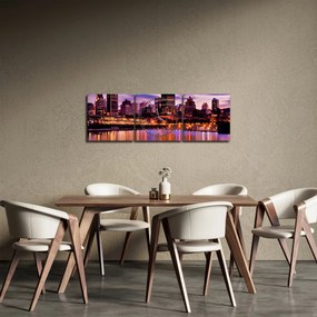 Éjszakai város képe (órával) (90x30 cm)