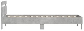 betonszürke szerelt fa ágykeret fejtámlával 100x200 cm