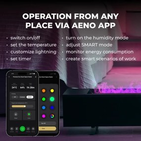 AENO - Okos elektromos hősugárzó/konvektor 1000/2000W fekete