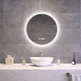 Kerek Led tükör Ø60cm Welland Alpha | Páramentesítő - Óra - Fényerő + színhőfok állítás