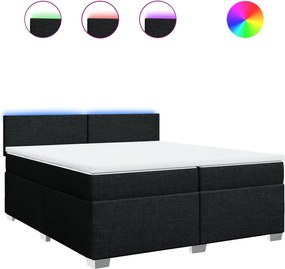 vidaXL fekete szövet rugós ágy matraccal 200 x 200 cm