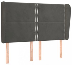sötétszürke bársony fejtámla szárnyakkal 147 x 23 x 118/128 cm