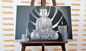 Kép Buddha pihenő csendéletben fekete fehérben