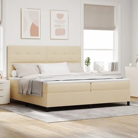 Boxspring ágy matraccal Krém 200x200 cm Szövet