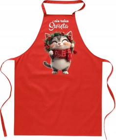 Női Konyhai Kötény férfi karácsonyi pamut nyomott mintás piros