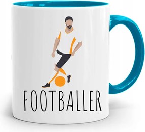 Kék Bögre Labdarúgó Futball Játékosnak, fényképes nyomattal