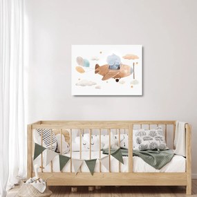 Üveg kép - Akvarell elefánt egy repülőgépen (70x50 cm)