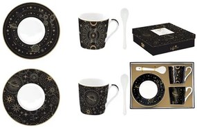 Porcelán eszpresszó csésze+alj 2 személyes, 100ml, kanállal, dobozban, Coffee Mania, Celestial