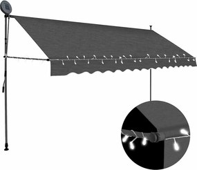 vidaXL antracitszürke kézzel kihúzható LED-es napellenző 350 cm