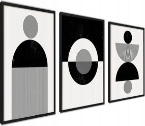 Poszter Szett Fekete-Fehér Absztraktok Stílusos Alakzatok Irodába 60x80