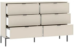 DECO Komód Beige Színben 6 Fiókkal 150 cm