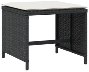 4 db fekete polyrattan kerti szék párnákkal 40 x 40 x 35 cm