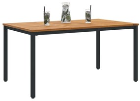 Kerti Asztal 150x90x75 cm Tömör Akácfából és Fémből