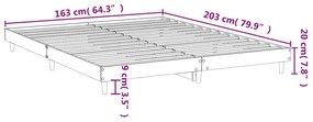 füstös tölgy színű szerelt fa ágykeret matrac nélkül 160x200 cm