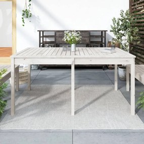 Fehér tömör fenyőfa kerti asztal 159,5 x 82,5 x 76 cm