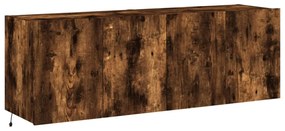 2 db füstös tölgy fali TV-szekrény LED-ekkel 60x35x41 cm
