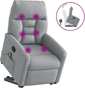 vidaXL világosszürke szövet felállást segítő dönthető masszázsfotel