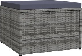 vidaXL szürke polyrattan kerti lábzsámoly párnával
