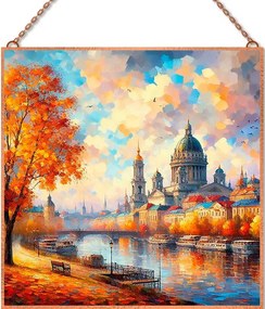 Folyópart ősszel üvegkép, falikép
