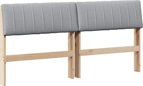 vidaXL Kárpitozott fejtámla Világosszürke 150 cm Tömör fenyőfa