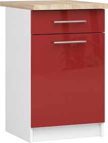Olivia szekrény S50 SZ1 Asztallap Fehér Piros Fényes Akd