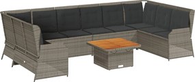 vidaXL 7 részes szürke polyrattan kerti ülőgarnitúra párnákkal