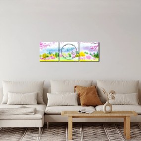 Kép - festett szarvas, akvarell (órával) (90x30 cm)