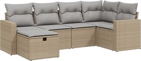 vidaXL 6 részes vegyes bézs polyrattan kerti ülőgarnitúra párnákkal
