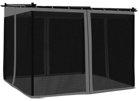 antracitszürke acél pavilon hálós oldalakkal 3 x 3 m